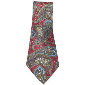 KENNETH ROBERTS Silk Red Blue Purple‎ Paisley Tie